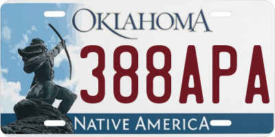 OK license plate 388APA