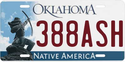 OK license plate 388ASH