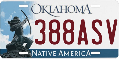 OK license plate 388ASV