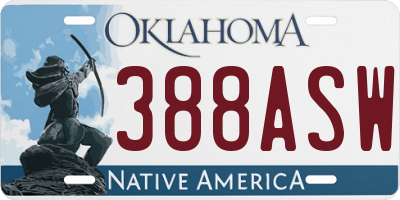 OK license plate 388ASW