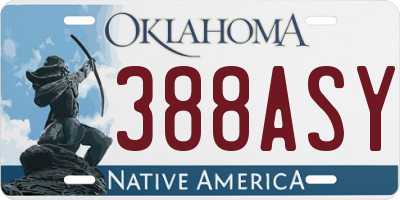 OK license plate 388ASY