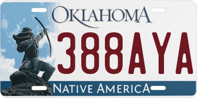 OK license plate 388AYA