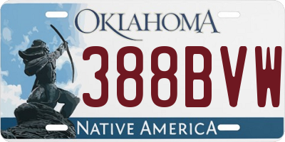 OK license plate 388BVW