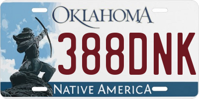 OK license plate 388DNK