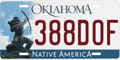 OK license plate 388DOF