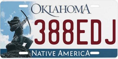 OK license plate 388EDJ