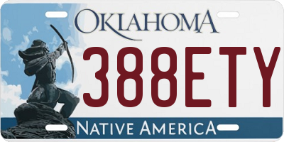 OK license plate 388ETY