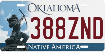 OK license plate 388ZND