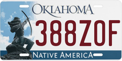 OK license plate 388ZOF