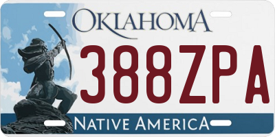 OK license plate 388ZPA