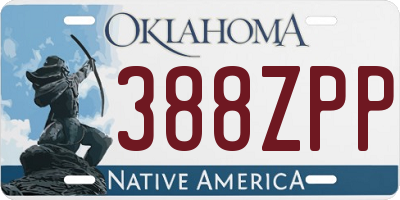 OK license plate 388ZPP