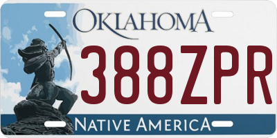 OK license plate 388ZPR