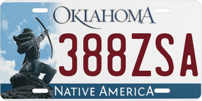 OK license plate 388ZSA