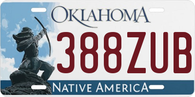 OK license plate 388ZUB