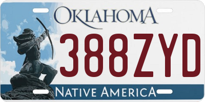 OK license plate 388ZYD