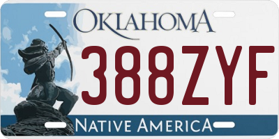 OK license plate 388ZYF