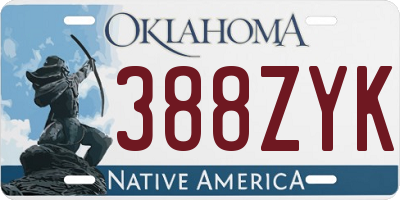 OK license plate 388ZYK