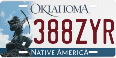 OK license plate 388ZYR