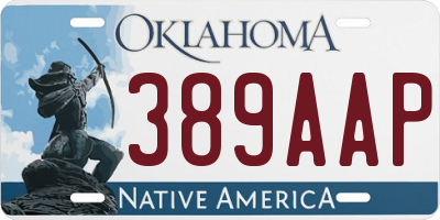 OK license plate 389AAP