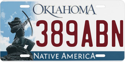 OK license plate 389ABN