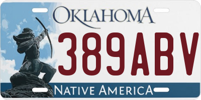 OK license plate 389ABV