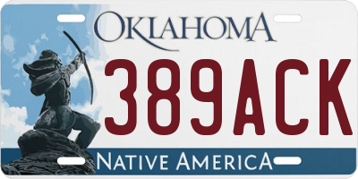 OK license plate 389ACK