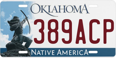 OK license plate 389ACP