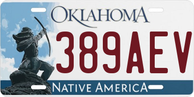 OK license plate 389AEV