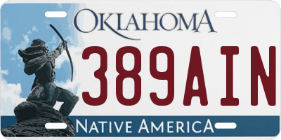 OK license plate 389AIN