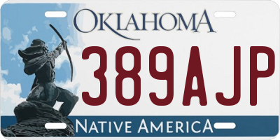 OK license plate 389AJP