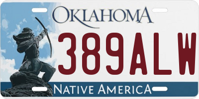 OK license plate 389ALW