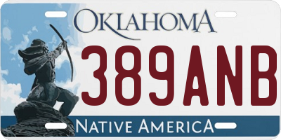 OK license plate 389ANB