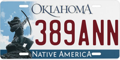 OK license plate 389ANN