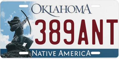 OK license plate 389ANT