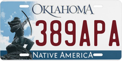OK license plate 389APA