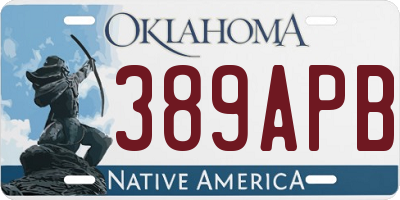 OK license plate 389APB