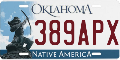 OK license plate 389APX