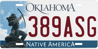 OK license plate 389ASG