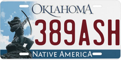 OK license plate 389ASH