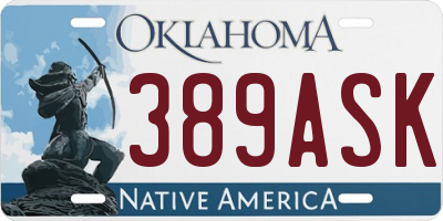 OK license plate 389ASK