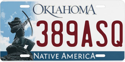 OK license plate 389ASQ
