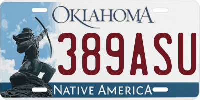 OK license plate 389ASU