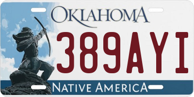OK license plate 389AYI