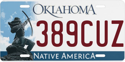 OK license plate 389CUZ