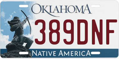 OK license plate 389DNF