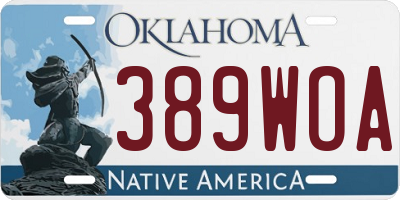 OK license plate 389WOA