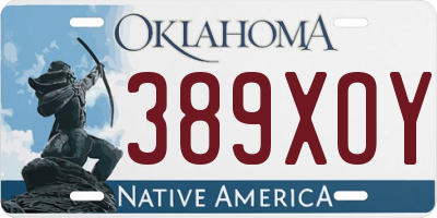 OK license plate 389XOY