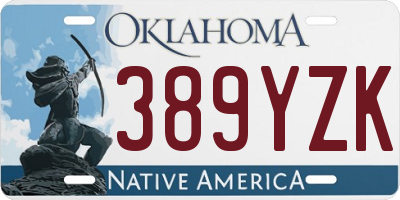OK license plate 389YZK