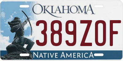 OK license plate 389ZOF