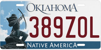 OK license plate 389ZOL